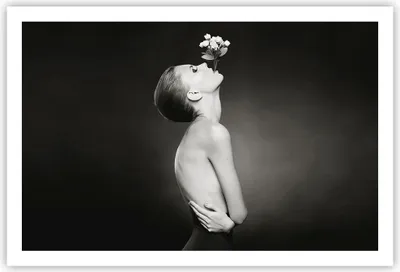 Produktbild von Poster - Poster ohne Rahmen - Nackt Frau Blumen - 91,5x61 cm - Wand Bild - Wanddeko - Wandbilder - Kunstposter - Wandposter - Bilder - Kunstdruck - Wanddekoration - Wandbild - P2XAA91x61-4849