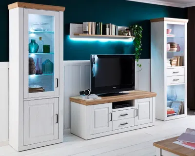 Produktbild von Wohnwand Anbauwand III Brixen | Landhaus modern | Pinie Aurelio / Grandson Oak | 4-teilig