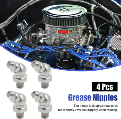 Image de 4pcs Graisseur M6x1 Coudé 45° Raccord Graisseur Acier Inox Embout pour Voiture