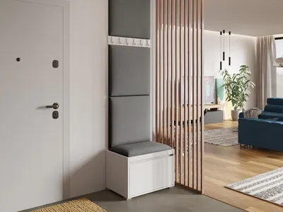 Obrázok produktu pre Predsieňová stena s nástennými čalúnenými panelmi CLENZE 4 - biela / šedá