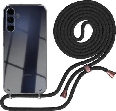 Produktbild von EAZY CASE Handykette kompatibel mit Samsung Galaxy A15, Handyhülle mit Umhängeband, Handykordel, Schutzhülle Clear, Band in Schwarz