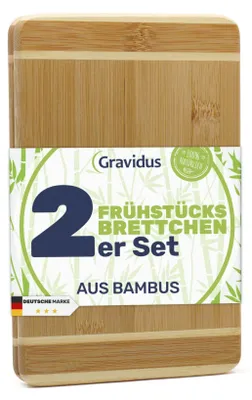 Produktbild von Bambus Frühstücksbrettchen Schneidebretter Set, Menge:2