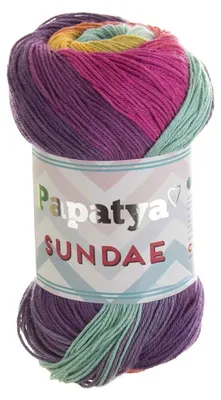Papatya Sundae Strickgarn 100g – Farbvariante mehrfarbig 14 – Selbstmusterndes Farbverlaufsgarn.