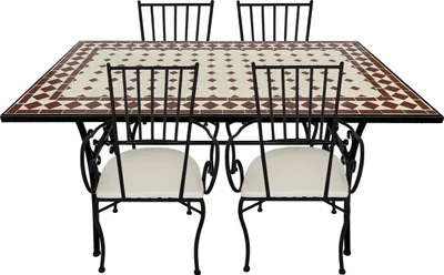 Image de AXI Leonie Table et Chaise Bistrot, 4 Chaises 1 Table,  Ensemble Bistro Extérieur, Mosaique Vin Rouge - Salon de Jardin Bistrot, Table Bistrot pour