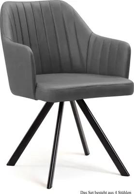 Produktbild von Armlehnstuhl drehbar (4er-Set) Dhana 58x81x60 Schwarz/Grau