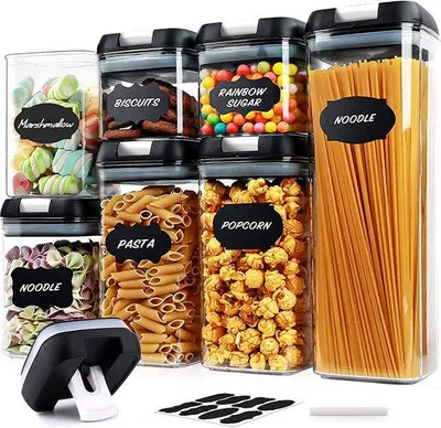 Produktbild von Kunststoff-Behälter-Set, 7-teilig, luftdicht, stapelbar, Küchen-Organisation