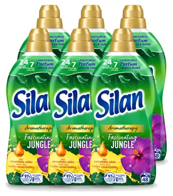 Produktbild von 6 x Silan Aromatherapy Weichspüler Fascinating Jungle – 1,056 l - Vorteilspackung - 6 Stücke