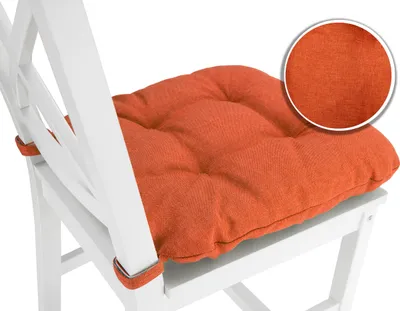 Produktbild von Sunnypillow 4er Set Stuhlkissen mit Klettverschluss Maße: 40 (vorne) | 35 (hinten) x 40 x 8 cm Polsterauflage Auflage für Stühle / Bänke in Haus und Garten Sitzkissen Sitzauflage Gartenkissen Orange