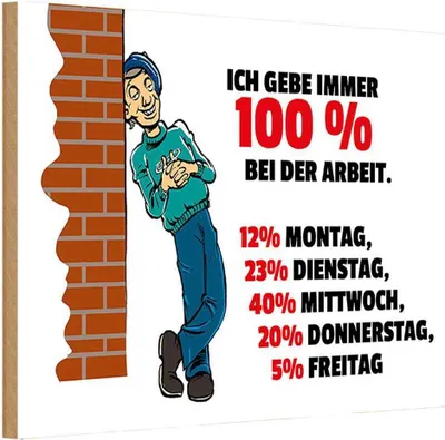 Produktbild von vianmo Holzschild 20x30 cm Gebe immer 100% bei der Arbeit Dekoration