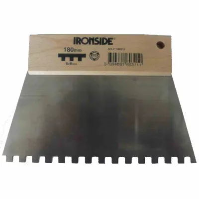 Produktbild von Metallspachtel 6x6mm gezahnt mit Holzgriff