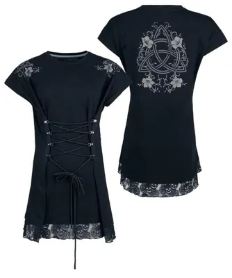 Produktbild von Black Premium by EMP Damen schwarzes Oversize T-Shirt mit Skull-Rose Spitze S