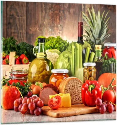 Produktbild von Bilder auf glas - Lebensmittel Gemüse Brokkoli Fleisch - 70x70cm - Glasbilder - Wandbilder - Kunstdruck - Wanddekoration aus Glas - Glas Bilder - Wandbild auf Glas - GAC70x70-3182