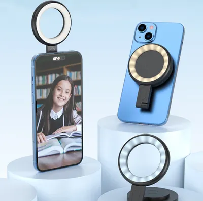 Produktbild von Ringlichter, Ringlicht, 3 Farbtemperatur-Selfie Lichtring, 180° Flip-Ringblitz, Magnetisches Ringleuchte, Multifunktionales Fülllicht