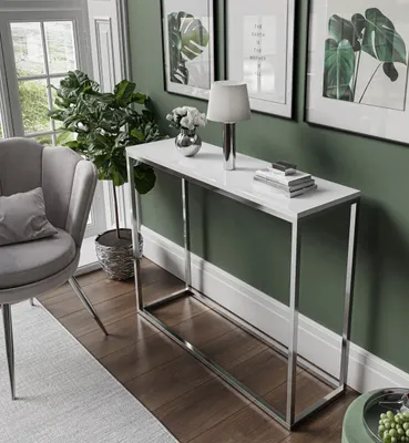 Obrázek produktu pro Konzolový stolek MODERN 100 cm chrom / bílý vysoký lesk
