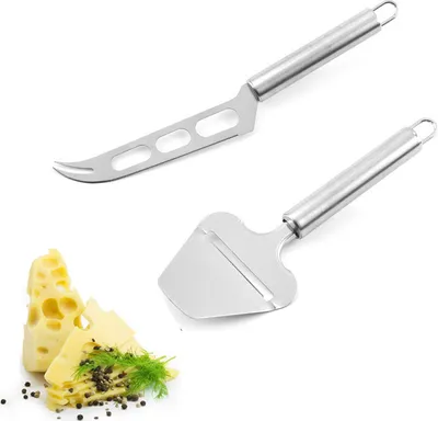Produktbild von Küchenmesser-Set 2 Stück Edelstahl Käsemesser Käseschneider Für Weichkäse Und Halbfester Käse