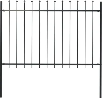 Produktbild von The Living Store Gartenzaun mit Speerspitzen Stahl 1,7 x 1,2 m Schwarz