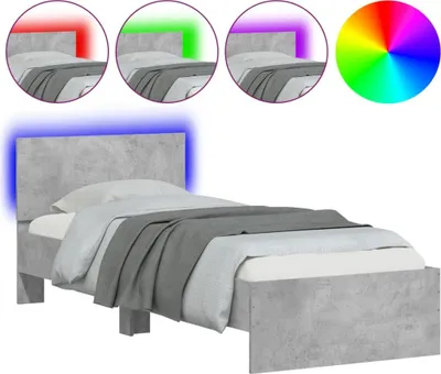 Immagine prodotto di vidaXL Struttura letto con testiera e luci LED grigio cemento 90x190 cm