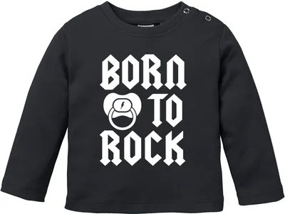 Produktbild von Baby Langarmshirt Babyshirt Born to Rock Hardrock Heavy Metal Jungen Mädchen Shirt Moonworks® schwarz 92/98 (16-24-Monate)