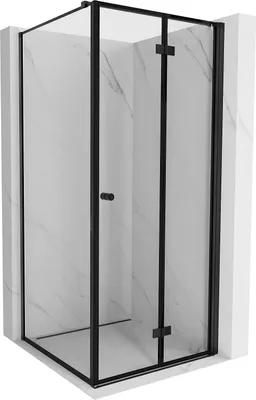 Produktbild von Mexen Mist-F T Faltduschkabine rechts 70 x 70 cm, schwarzer Rahmen, schwarz - 8A6T-070-070-70-70-P