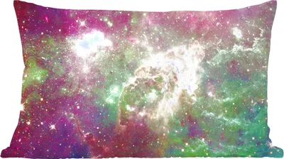 Produktbild von MuchoWow® Zierkissen Sofakissen Wohnzimmer Dekokissen 50x30 cm Weltraum - Grün - Sterne - Wohnzimmerdekoration - Polster mit Photo