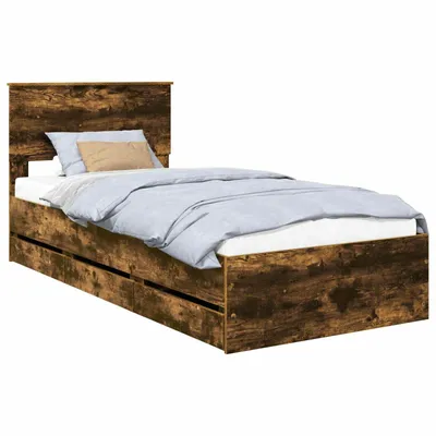 Produktbild von vidaXL Bettrahmen Geräucherte Eiche 90 x 200 cm Ingenieurs Holz