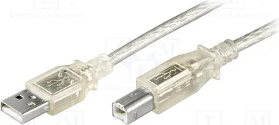Produktbild von 1x Kabel 1m USB 2.0 USB A-Stecker,USB B-Stecker transparent 68606 USB-Kabel und -