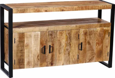 Immagine prodotto di Milani Home - madia credenza 160 x 40 x 80 cm, legno di mango naturale e metallo nero