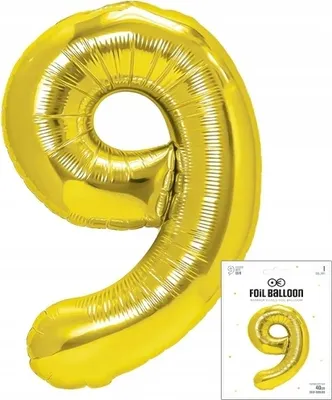 Zdjęcie produktu dla Balon Foliowy Cyfrą Cyferka 9 Złota Na Impreze Urodzinową Przyjęcie 40Cm