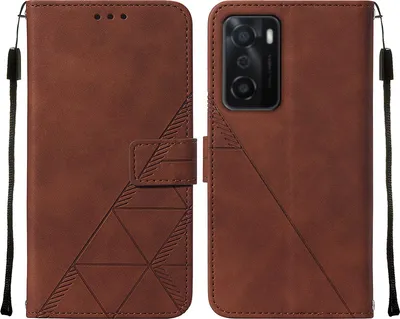 Produktbild von OPPO A55S 5G Hülle, Schlank Prägung Flip Leder Kartenfächer Schutzhülle mit Ständer für OPPO A55S 5G Braun