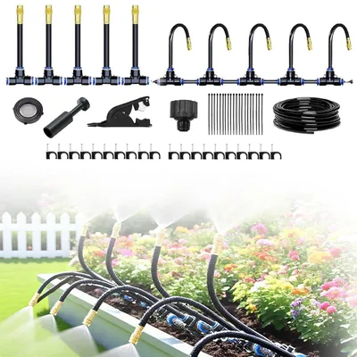 Produktbild von 360° Automatische Bewässerungssystem Garten, Gartenbewässerungssystem, 10m, Tröpfchenbewässerung, geeignet für Blumenbeet, Terrasse