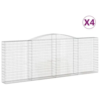 Produktbild von Gabionen mit Hochbogen 4 Stk. 400x30x140/160cm Verzinktes Eisen