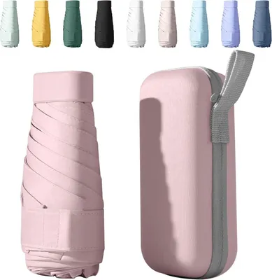 Produktbild von Sykerout Mini Regenschirm Taschenschirm faltbar Reise UV Schutz Etui