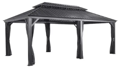 Produktbild von Sojag Messina 1220 Pavillon mit festem Dach inkl. Moskitonetz 4x6 m