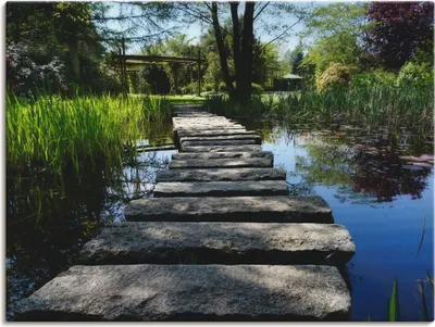 Produktbild von ARTland Leinwandbild Weg am Teich Größe: 80x60 cm