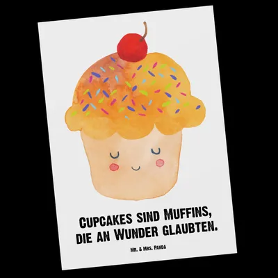 Produktbild von Mr. & Mrs. Panda Personalisierte Postkarte Cupcake - Weiß - Personalisierte Geschenke, Einladung mit Wunschtext, Tiere, Motivation Sprüche, Backen Geschenk, Tiermotive