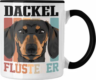 Produktbild von Trendation - Dackel Tasse Geschenk Dackel-Papa Flüsterer Lustige Geschenkidee für Dackel (Schwarz)