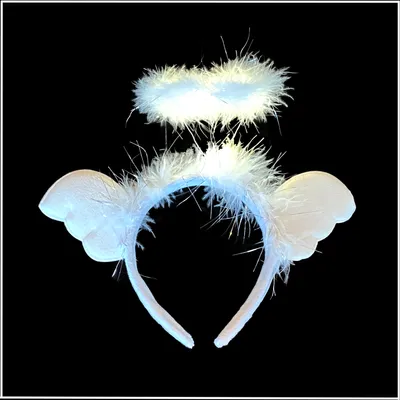 Produktbild von LED Plüsch Haarreif Engel blinkend Leuchtend in 2 Varianten Party Angel Junggesellinnen Abschied Hochzeit Karneval Fasching (weiß)