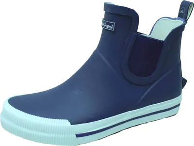 Produktbild von Bockstiegel Damen Gummistiefel Momo kurz mit seitlichem Elastikeinzug - Wasserdichte Stiefelette mit Ausziehhilfe in Blau-Weiß Größe 40