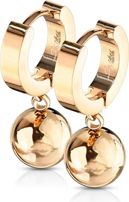 Produktbild von Klappcreolen Creolen Kugel Anhänger Herren Damen Edelstahl Autiga® rosegold