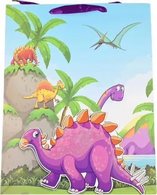 Produktbild von Große Geschenktüte Kinder Dinosaurier Motiv Papier Tragetasche Geschenkbeutel 31x40x10cm