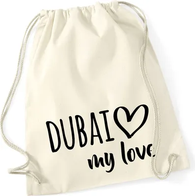 Produktbild von Huuraa Turnbeutel Dubai my love 12 Liter Natural Baumwolle Rucksack Geschenkidee