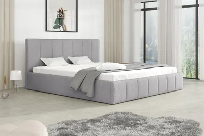 Produktbild von Polsterbett Doppelbett DETROIT Komplettset 160x200cm Stoff Freya Silbergrau