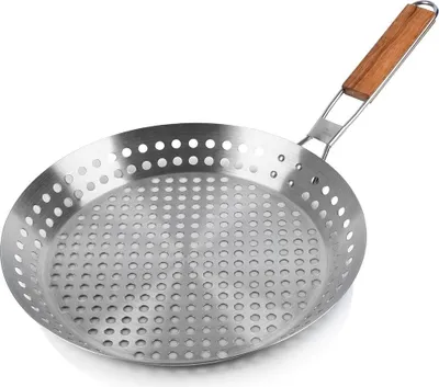Zdjęcie produktu dla Patelnia grillowa z perforowaną powierzchnią i składaną rączką