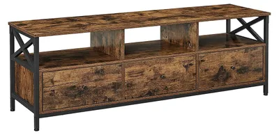 Produktbild von Vintage braun-schwarzer TV-Schrank aus Spanplatte und Stahl – 147 x 40 x 50 cm