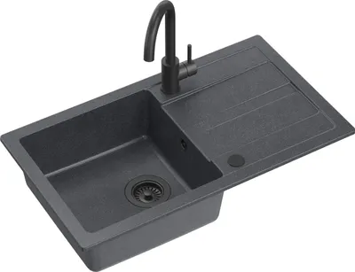 Produktbild von QUADRON Granitspüle Spülbecken Spüle Küche Granit | Größe 77 x 44 x 17,6 cm Schwarz | GO MAX Granitspüle Einzelbecken-Spüle | Einbauspüle mit Küchenarmatur | Einbeckenspüle Küchenspüle