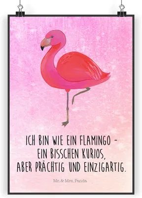 Produktbild von Mr. & Mrs. Panda Bild Flamingo Classic DIN A5 - Aquarell Pink - Geschenk, Wandbild, Ich, Kunstdruck, Plakat, Prächtig, Rosa, drucke, wanddeko, Stolz, Tochter