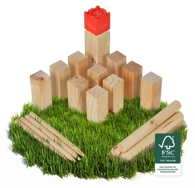 Produktbild von Ocean 5 Kubb Deluxe 30x7x7 cm rote Krone - Wurfspiel Wikingerspiel