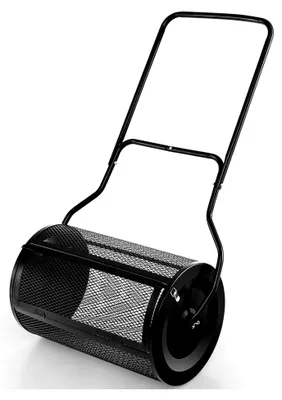 Produktbild von Kompoststreuer 80 L, Düngerstreuer mit U-Griff und Seitenverschlüssen, 60 cm Arbeitsbreite, Torfmoosstreuer mit Metallgitter, Gartenstreuer für Dünger, Samen und Torfmoos (Schwarz)