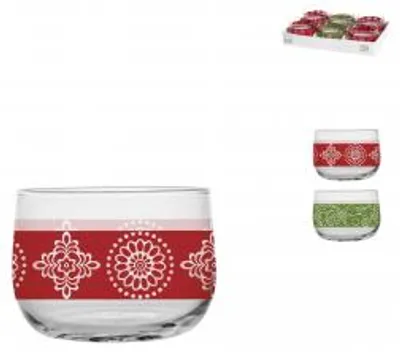Immagine prodotto di H&H Set 6 Portatealight In Vetro Decoro Ellen 68/5473