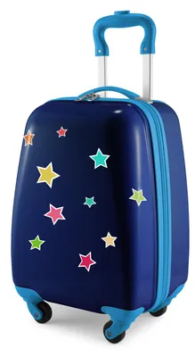 Immagine prodotto di HAUPTSTADTKOFFER - Per bambini - Valigia per bambini con ruote, piccolo trolley con stelle adesive riflettenti, regali per bambini, trolley per bambini 24 L, blu scuro